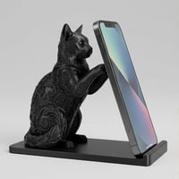 猫（ソマリ）のスマホスタンド 卓上 シルクブラック