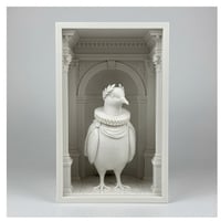 ジュズカケバトの3Dプリント ブックヌーク 白PLA 本棚インテリア
