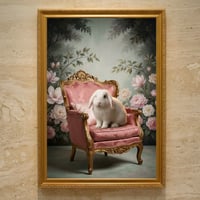 うさぎ（イングリッシュアンゴラ）のロココ調アート A3額装インテリア壁掛け