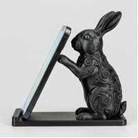 うさぎ（ハーレクイン）のスマホスタンド 卓上 シルクブラック