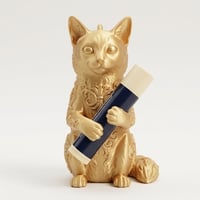 猫（ソマリ）の3Dプリント リップケース シルクゴールド キーホルダー