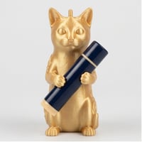 猫の3Dプリント リップケース シルクゴールド キーホルダー