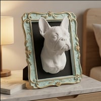 犬（フレンチブルドッグ）の壁掛けレリーフ 3Dプリント 白PLA インテリア