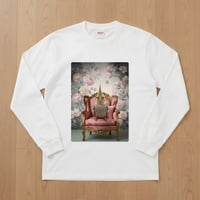 インコ（オカメインコ）長袖Tシャツ ロココ調シャビーピンク ホワイト 男女兼用