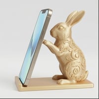 うさぎ（ブリタニアプチ）のスマホスタンド 卓上 シルクゴールド