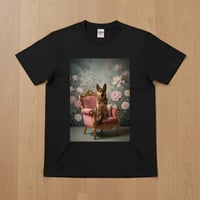 ジャーマンシェパード半袖Tシャツ ロココ調シャビーピンク ブラック 男女兼用