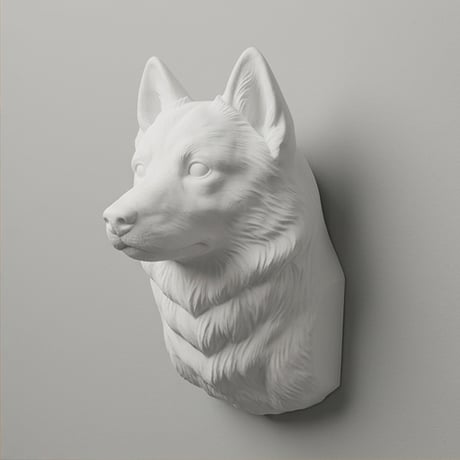 犬（サモエド）の壁掛けレリーフ 3Dプリント 白PLA インテリア