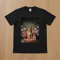 ジャーマンシェパード半袖Tシャツ ロココ調シャビーピンク ブラック 男女兼用