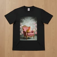 インコ（コザクラインコ）半袖Tシャツ ロココ調シャビーピンク ブラック 男女兼用
