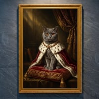 猫（ブリティッシュショートヘア）のルネサンス風肖像画 A4金縁額装