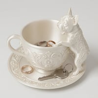 犬（フレンチブルドッグ）のアクセサリートレイ 小物入れ シルクホワイト