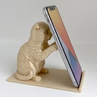 猫（スコティッシュフォールド）のスマホスタンド 卓上 シルクゴールド
