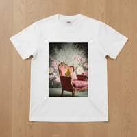 カナリア半袖Tシャツ ロココ調シャビーピンク ホワイト 男女兼用
