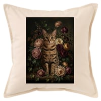 猫（オシキャット）クッション 45cm 花の油絵風カラーアート