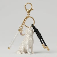 犬（ゴールデンレトリバー）のキーホルダー ミニチュア シルクホワイト