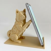 犬（秋田犬）のスマホスタンド 卓上 シルクゴールド
