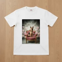ジャーマンシェパード半袖Tシャツ ロココ調シャビーピンク ホワイト 男女兼用