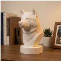 犬（秋田犬）の3Dプリント胸像 白PLA 彫刻 置物 インテリア