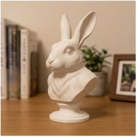 うさぎ（ハーレクイン）の3Dプリント胸像 白PLA 彫刻 置物 インテリア