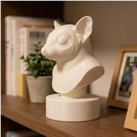 フクロモモンガの3Dプリント胸像 白PLA 彫刻 置物 インテリア