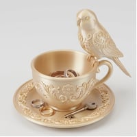 インコ（アキクサインコ）のアクセサリートレイ 小物入れ シルクゴールド