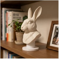うさぎ（アメリカン）の3Dプリント胸像 白PLA 彫刻 置物 インテリア
