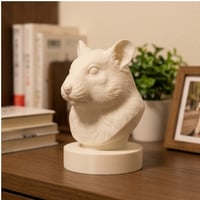 ゴールデンハムスターの3Dプリント胸像 白PLA 彫刻 置物 インテリア