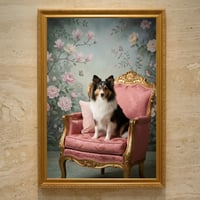 犬（シェットランドシープドッグ）のロココ調アート A3額装インテリア壁掛け