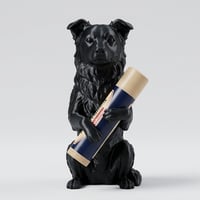 犬（ボーダーコリー）の3Dプリント リップケース シルクブラック キーホルダー