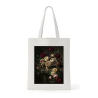 イグアナ（サバクイグアナ）トートバッグ 花の油絵風アート キャンバス地