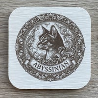 猫（アビシニアン）の紋章コースター 4枚セット アンティーク調（珪藻土配合）