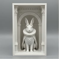 うさぎ（シルバーマーチン）の3Dプリント ブックヌーク 白PLA 本棚インテリア