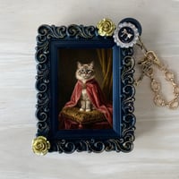 猫（ラグドール）バッグチャーム ルネサンス風 ブラック額縁デザイン