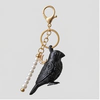 文鳥・ブンチョウのキーホルダー ミニチュア シルクブラック