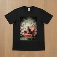 猫（ベンガル）半袖Tシャツ ロココ調シャビーピンク ブラック 男女兼用