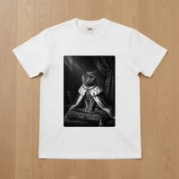 ブリティッシュショートヘア半袖Tシャツ ルネサンス風モノクロ ホワイト 男女兼用