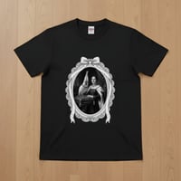 インコ（キバタン）半袖Tシャツ ルネサンス風モノクロアート ブラック 男女兼用
