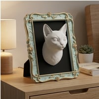 猫（シンガプーラ）の壁掛けレリーフ 3Dプリント 白PLA インテリア