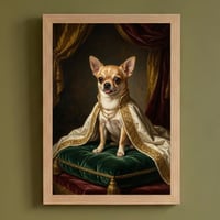 犬（チワワ）のルネサンス風肖像画 油絵風アートA4額装インテリア壁掛け