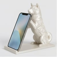 犬（秋田犬）のスマホスタンド 卓上 シルクホワイト
