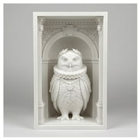 シロフクロウの3Dプリント ブックヌーク 白PLA 本棚インテリア