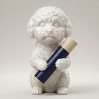 犬（ビションフリーゼ）の3Dプリント リップケース シルクホワイト キーホルダー
