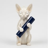 猫（デボンレックス）の3Dプリント リップケース シルクホワイト キーホルダー