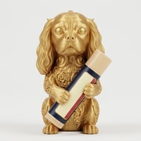犬（キャバリア）の3Dプリント リップケース シルクゴールド キーホルダー
