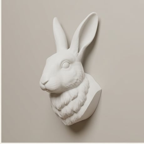 フレミッシュジャイアントの壁掛けレリーフ 3Dプリント 白PLA インテリア
