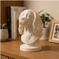 犬（キャバリア）の3Dプリント胸像 白PLA 彫刻 置物 インテリア
