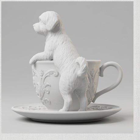 犬（マルチーズ）のアクセサリートレイ 小物入れ マットホワイト