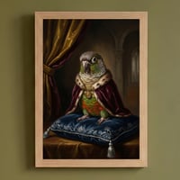 インコ（アカハラインコ）のルネサンス風肖像画 A4額装インテリア壁掛け