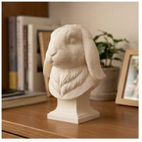 アメリカンファジーロップの3Dプリント胸像 白PLA 彫刻 置物 インテリア