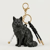 ノルウェージャンフォレストキャットのキーホルダー ミニチュア シルクブラック